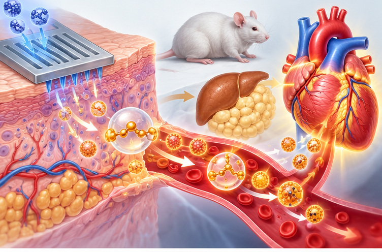 Conceptual illustration of TNT-driven skin lipid signaling and cardiac effects in a preclinical model
